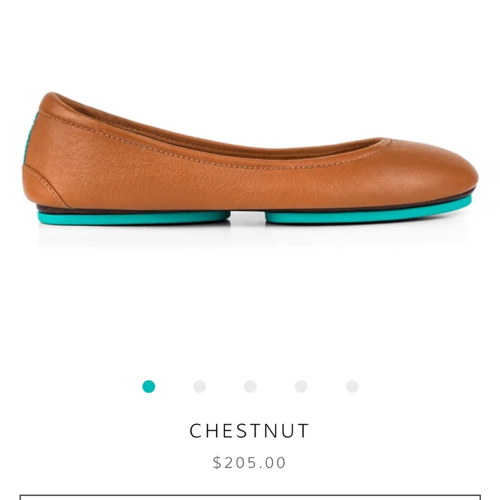 Tieks Chestnut Flats with Teal Soles
